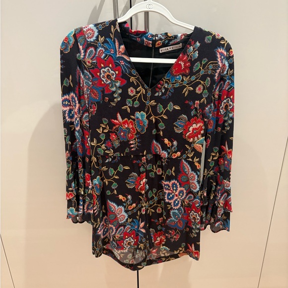 Alice + Olivia Gloria Tapestry Black Floral Romper - Picture 2 of 4